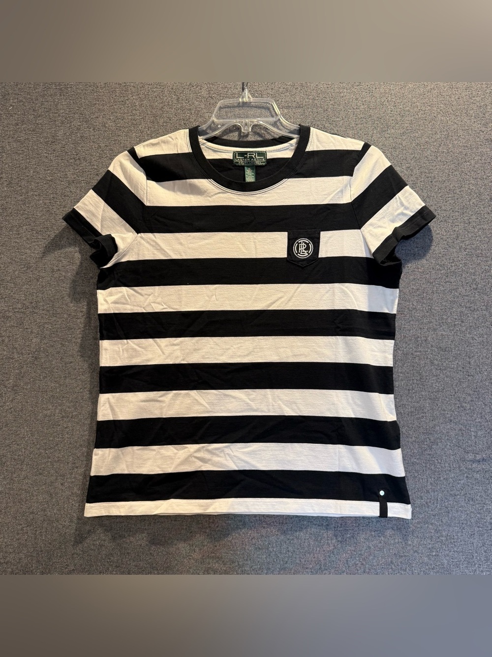 LRL Lauren Active Ralph Lauren XL Black White Striped Green Label